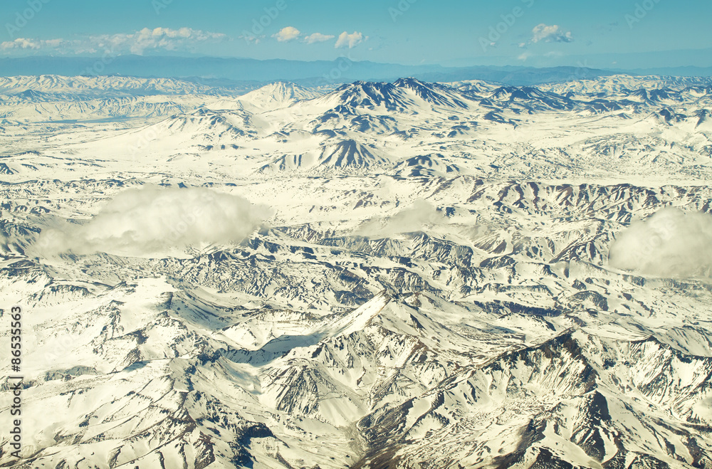 Aerial andean mountains landscape
