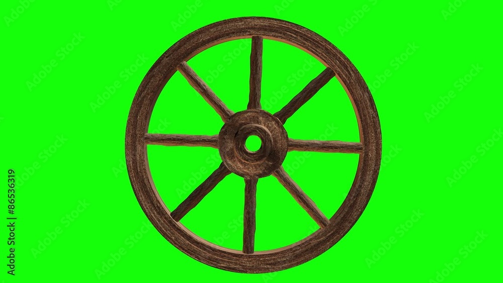 Cart wheel on a green background