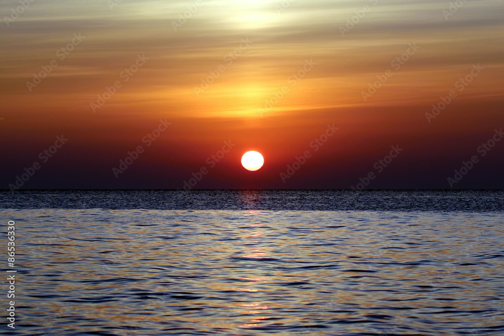 sunrise on the sea close up