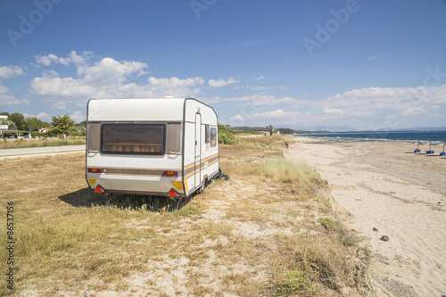 trailer, camping, sea beach