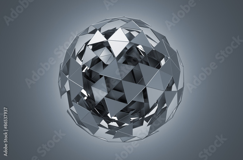 Low Poly Metal Sphere with Chaotic Structure.