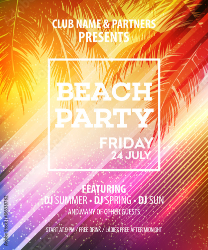 Summer Beach Party Vector Flyer Template