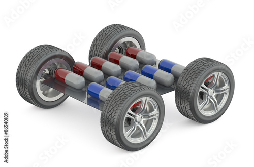 Pack of pills with car wheels