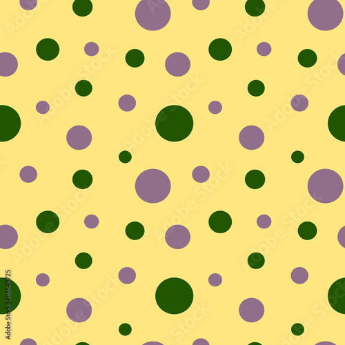 dot violet and green on yellow background seamless vector pattern