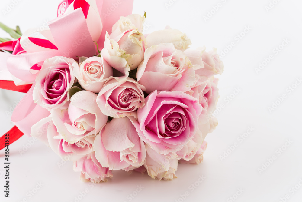white and pink rose bouquet on white background white and pink rose bouquet on white background