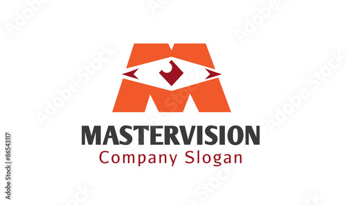Master Vision Letter M and Eye Logo Vector Design Symbol
