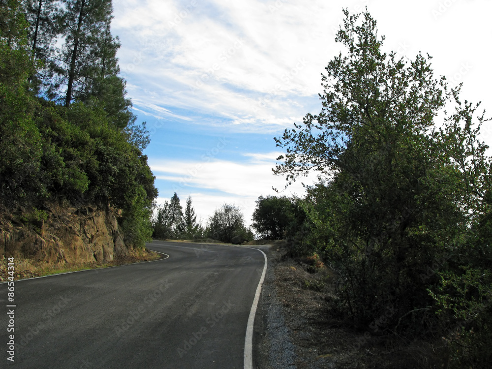 Evening Ride on a Winding Mountain Road California Evening Ride on a Winding Mountain Road California