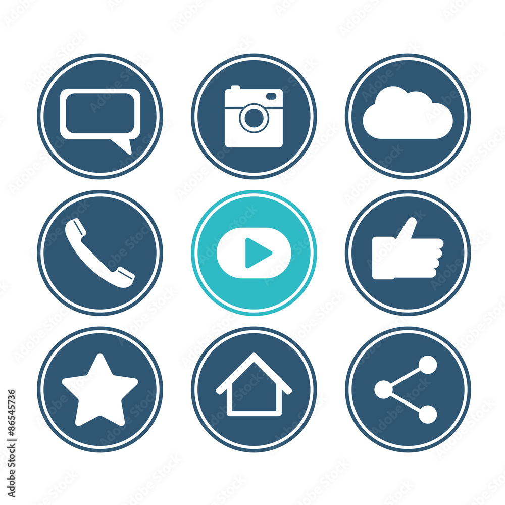 Social network icon set. Flat design collection Social network icon set. Flat design collection