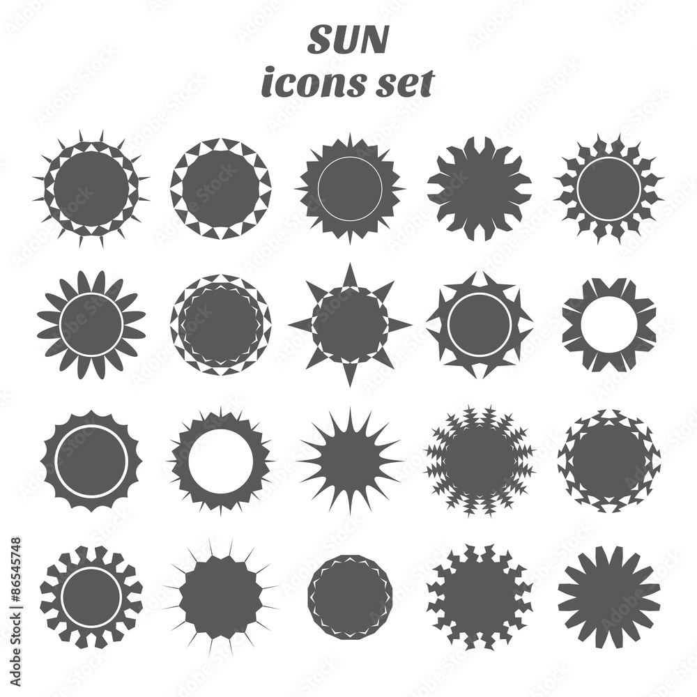 Sun icons collection. Set of sun icons