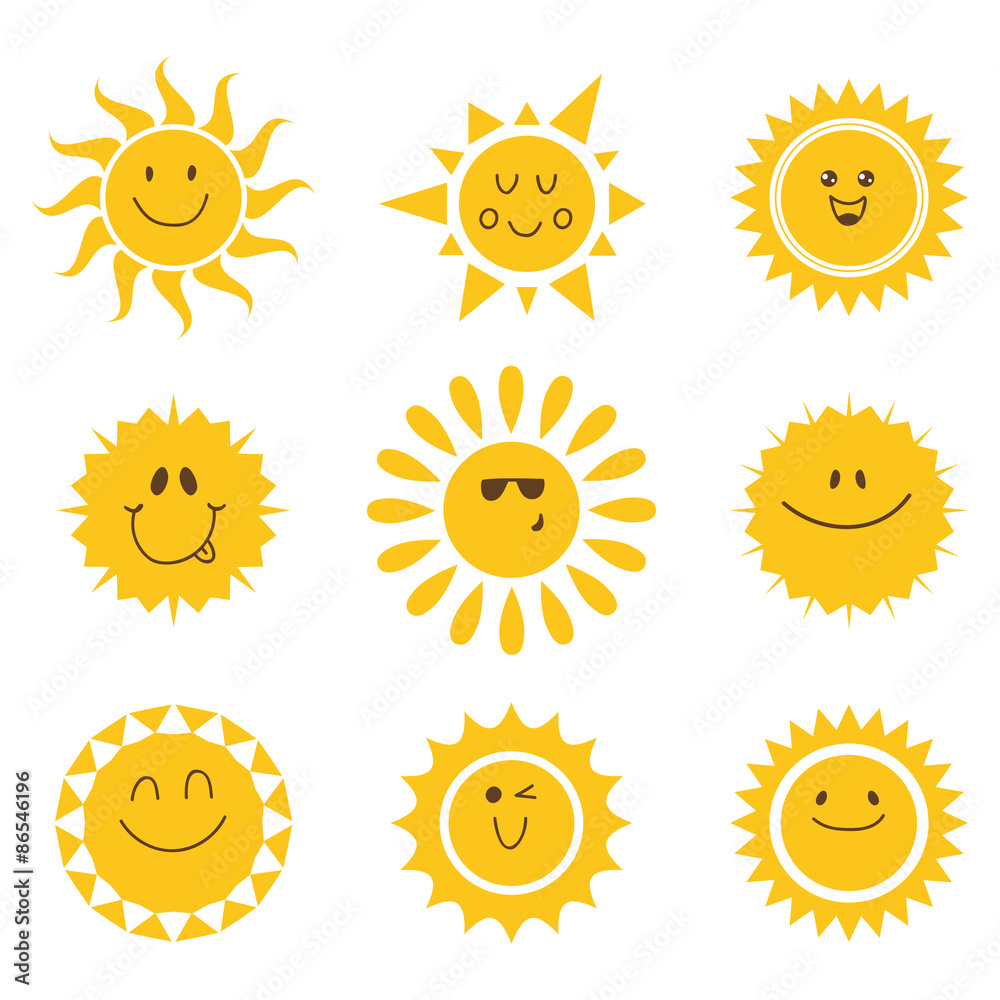 Vector set of sun icons. Collection of suns Vector set of sun icons. Collection of suns