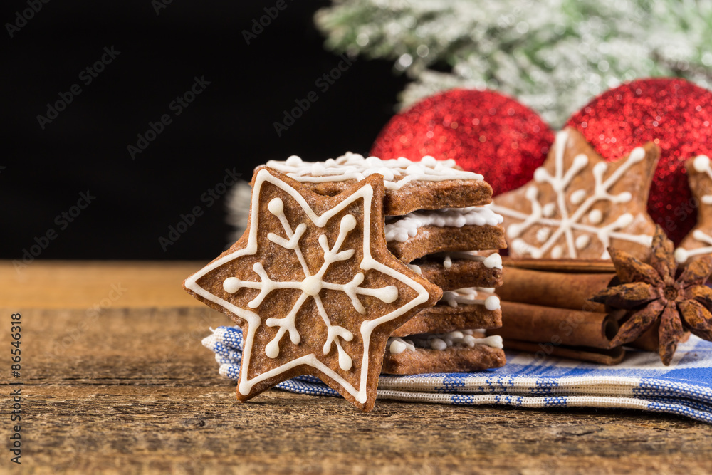 Christmas decoration with gingerbread cookies Christmas decoration with gingerbread cookies