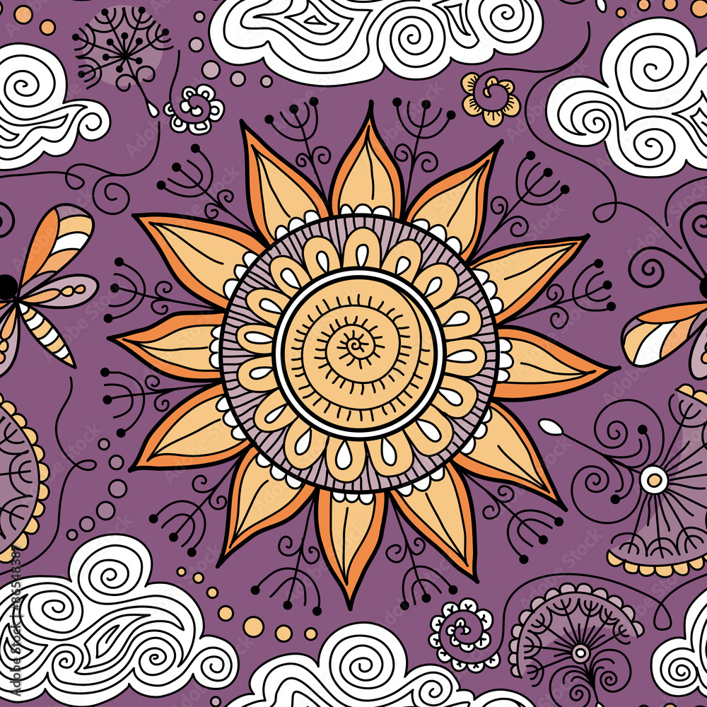 vector seamless sunny floral pattern vector seamless sunny floral pattern