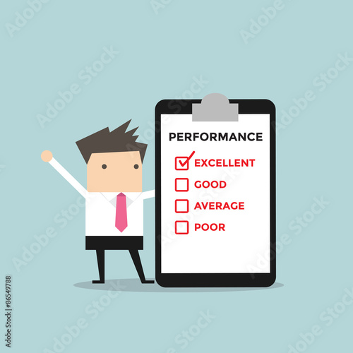 Businessman with performance check list