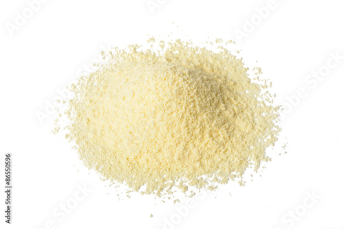 yellow corn flour on white, tilt shift lens