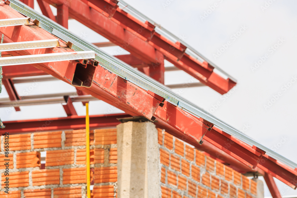 Roof steel architecture under construction Roof steel architecture under construction