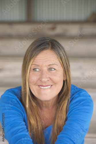 Shy insecure smiling woman portrait © roboriginal