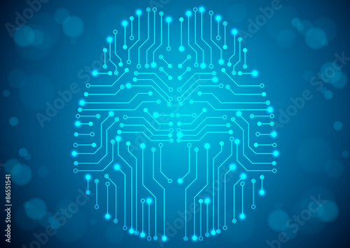 Brain with circuit board texture. Digital concept. Digitally bac