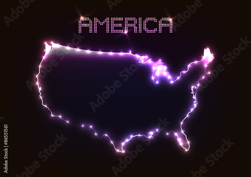 Abstract design light america map over dark background.vector il