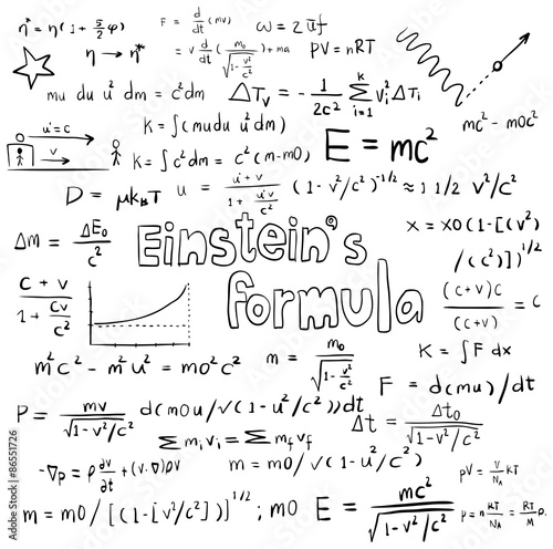Canvas Print Albert Einstein theory and physics mathematical formula equation icon