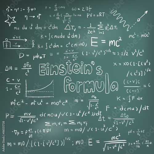 Albert Einstein law and physics mathematical formula equation handwriting photo