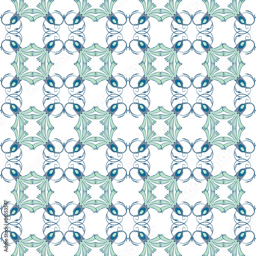 Vector Abstract Turkish Floral Swirls Ornamental Seamless