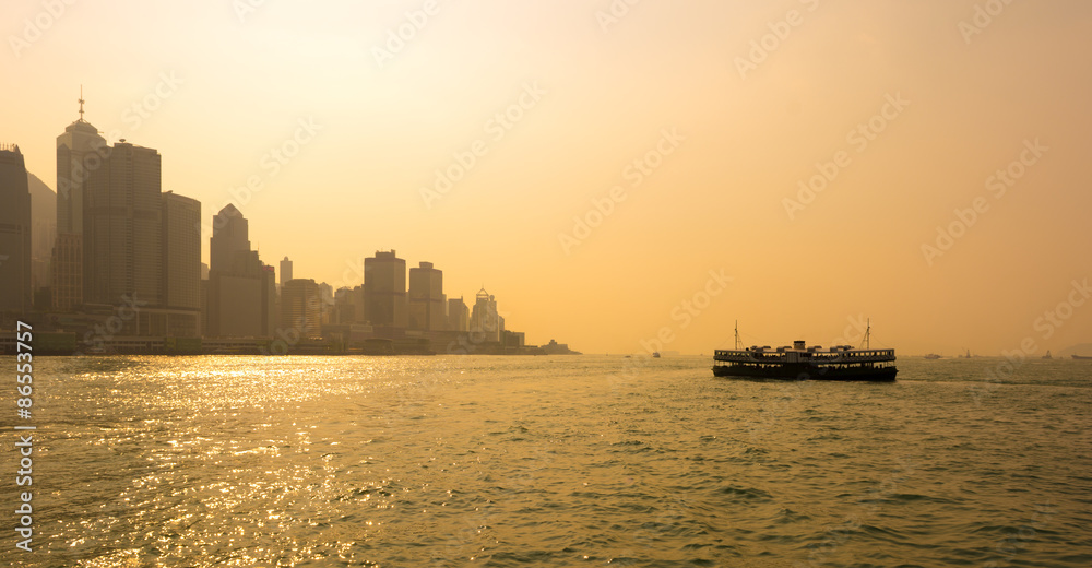 Hong Kong Skyline with ferry