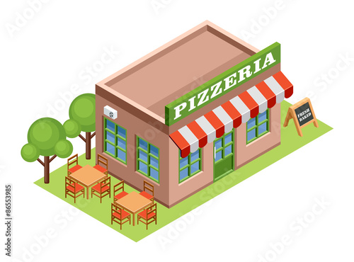 Isometric pizzeria.