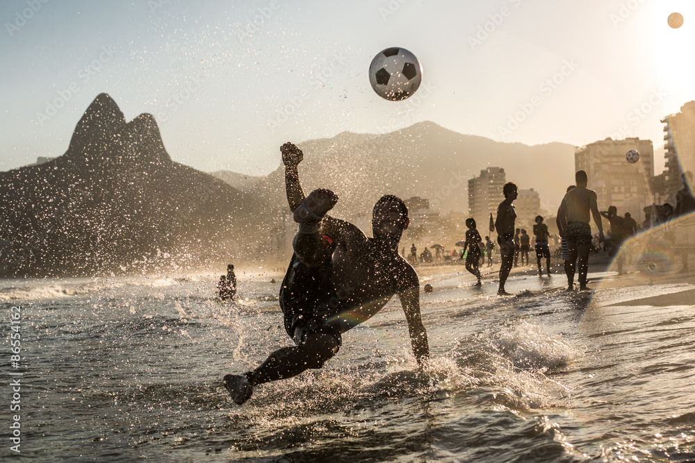 Voleio a beira mar, Rio de Janeiro, Brasil - obrazy, fototapety, plakaty 