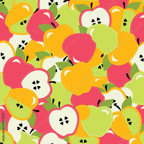 Colorful seamless pattern with apple.