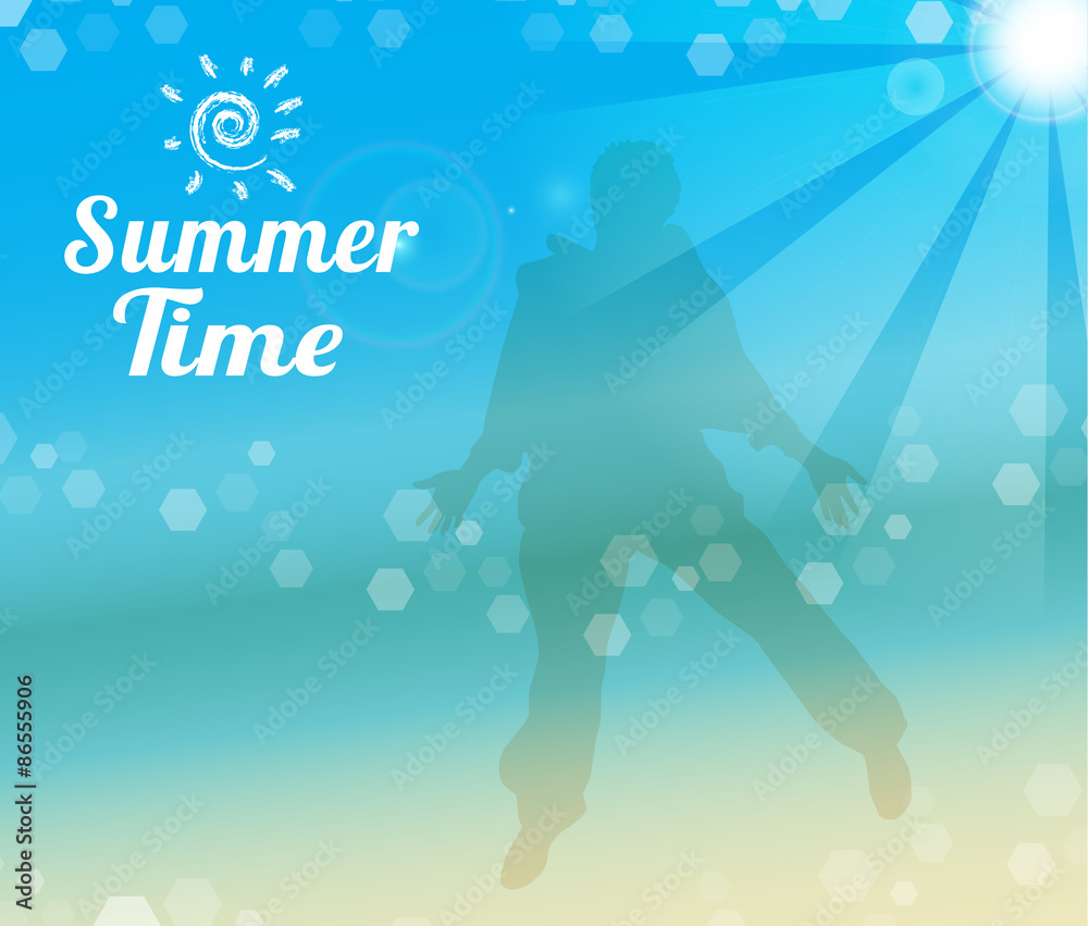 Fototapeta premium Summer time poster tropical beach background