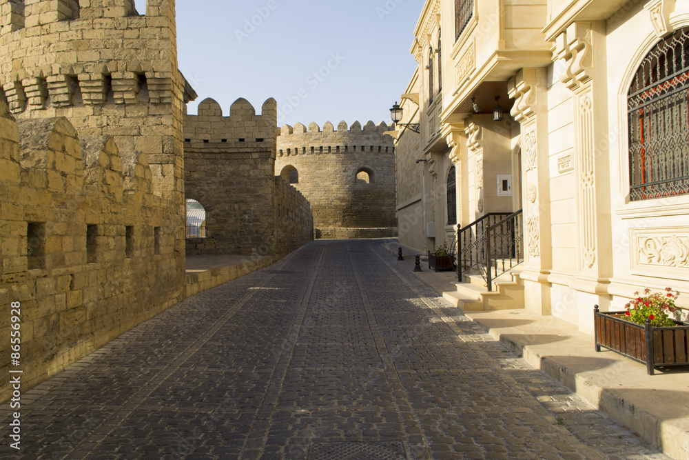 Street in ancient old town of Baku