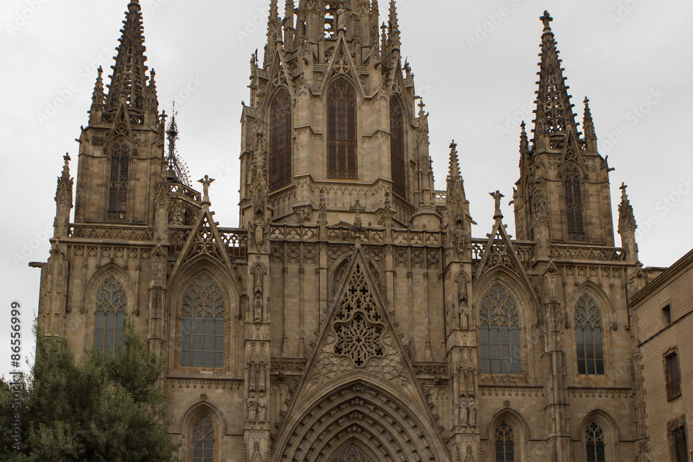 View on a nice old monument in Barcelona in Spain