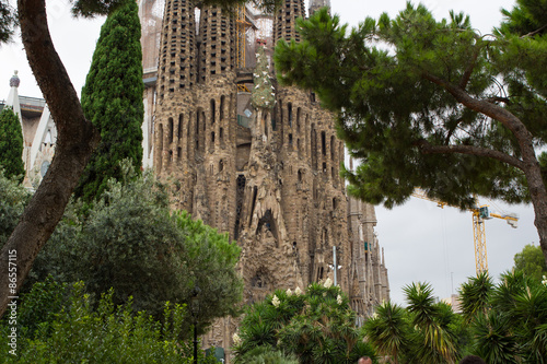 Nice view on Sagrada de Familia in Barcelona in Spain