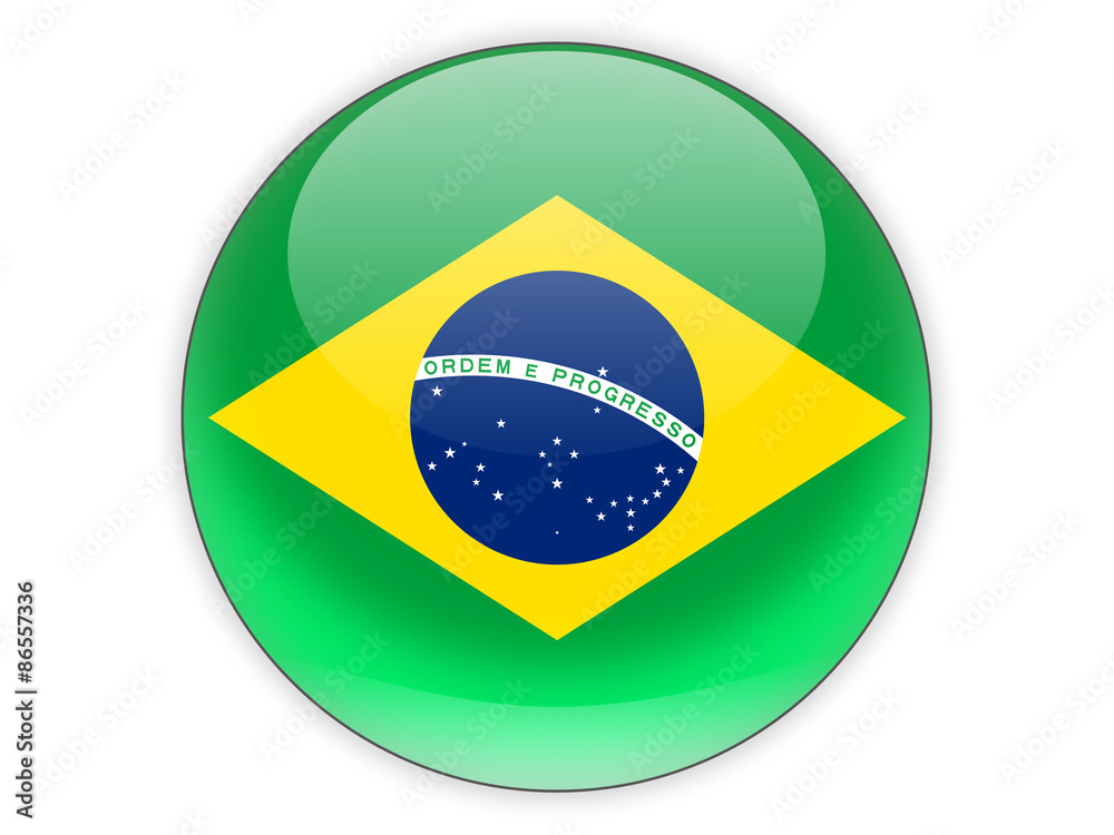 Fototapeta premium Round icon with flag of brazil