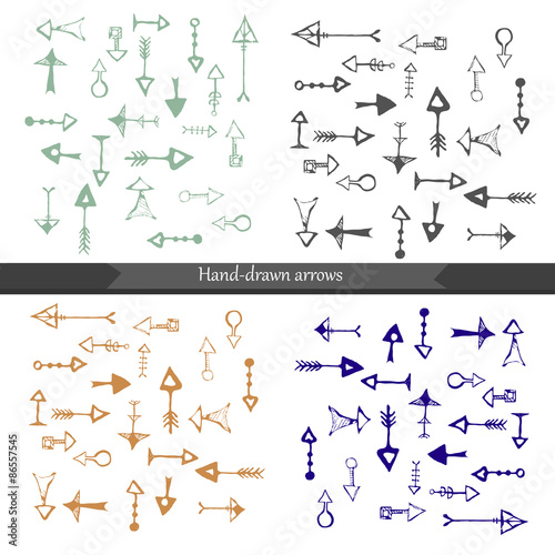 Hand drawn vector isolated arrow collection.