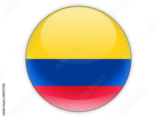 Round icon with flag of colombia