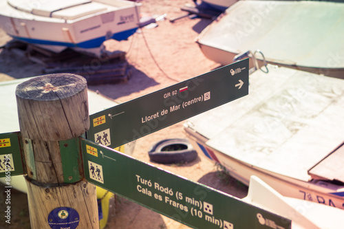 Direction signs in Llorret de Mar in Spain