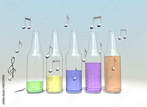 Muziek maken met flessen en water photo