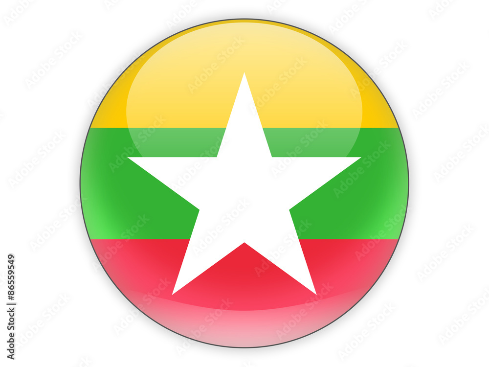 Round icon with flag of myanmar Round icon with flag of myanmar