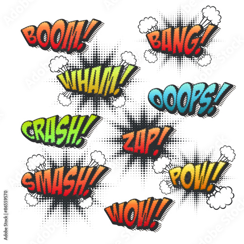 vivid colorful comic sound effects set