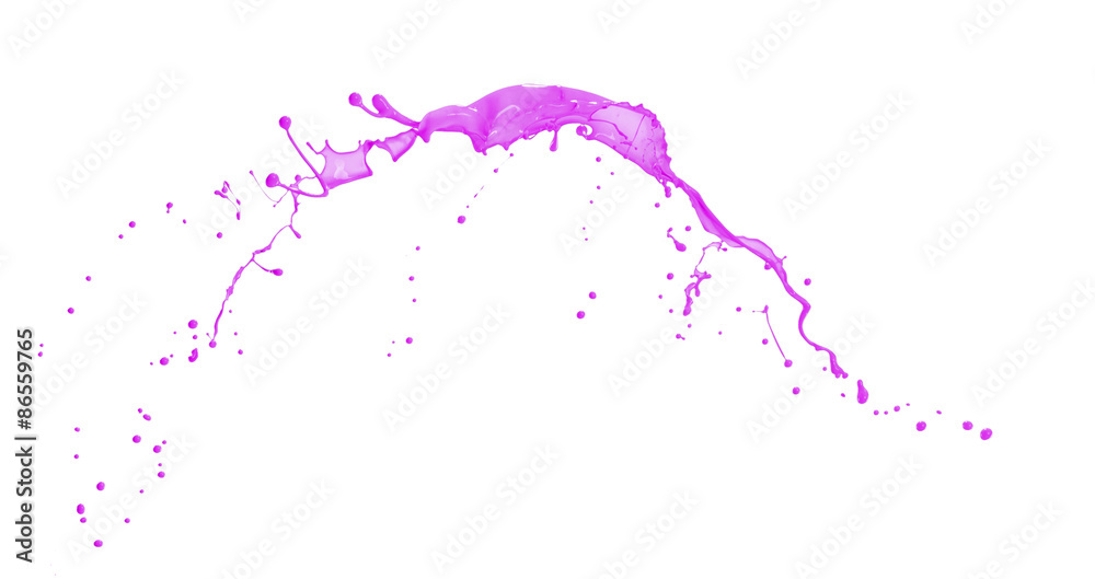 Obraz premium Pink paint splashing isolated on white background