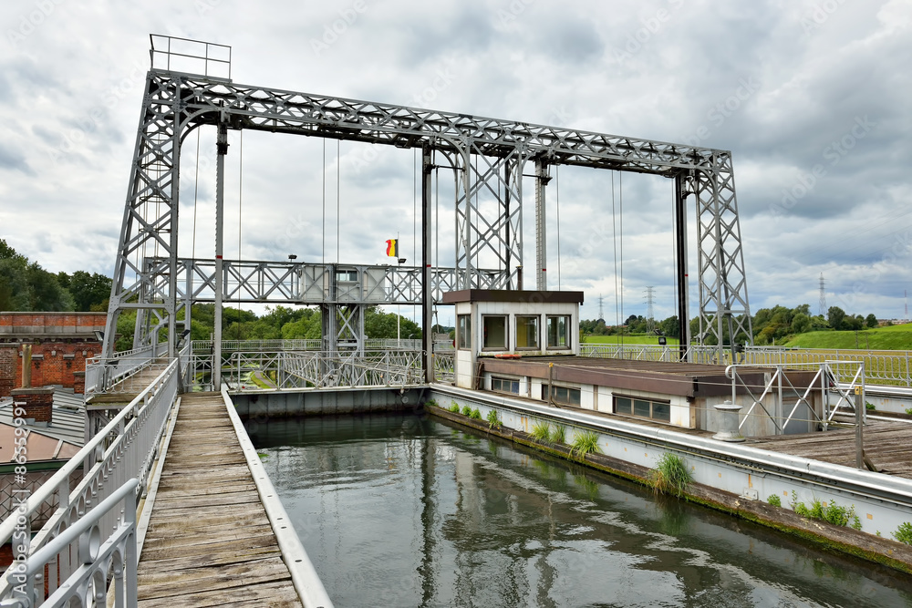 Hydraulic boat Lift Number 1 of Louviere in Houdeng-Goegnies, classified by UNESCO as World Heritage Site in 1998