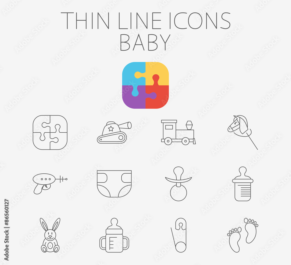 Baby related flat vector icon set Baby related flat vector icon set