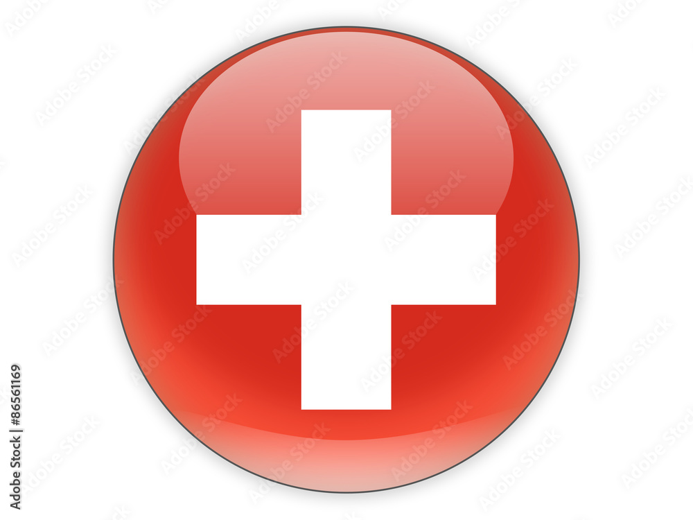Round icon with flag of switzerland Round icon with flag of switzerland