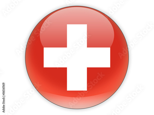 Round icon with flag of switzerland