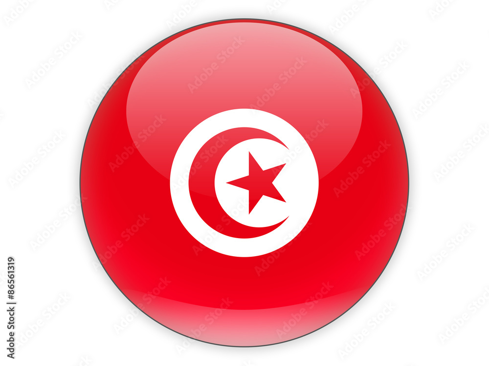 Round icon with flag of tunisia Round icon with flag of tunisia