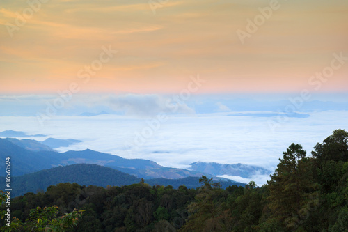 Morning View of Inthanon Mountain  Chiang Mai  Thailand
