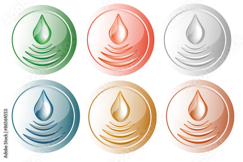 set colored drops buttons, vector