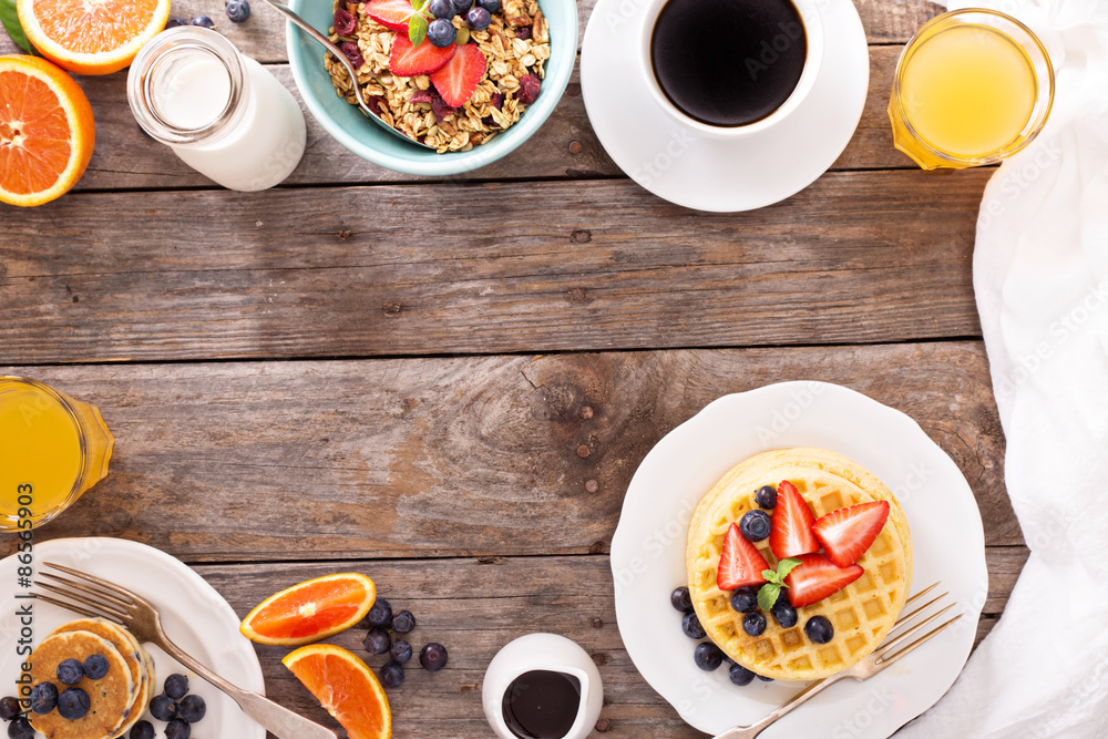 Breakfast waffles with fresh berries Breakfast waffles with fresh berries