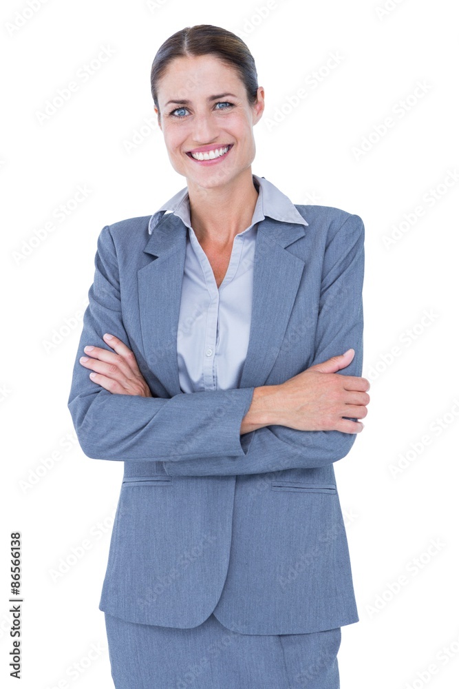 Businesswoman smiling on a white background Businesswoman smiling on a white background